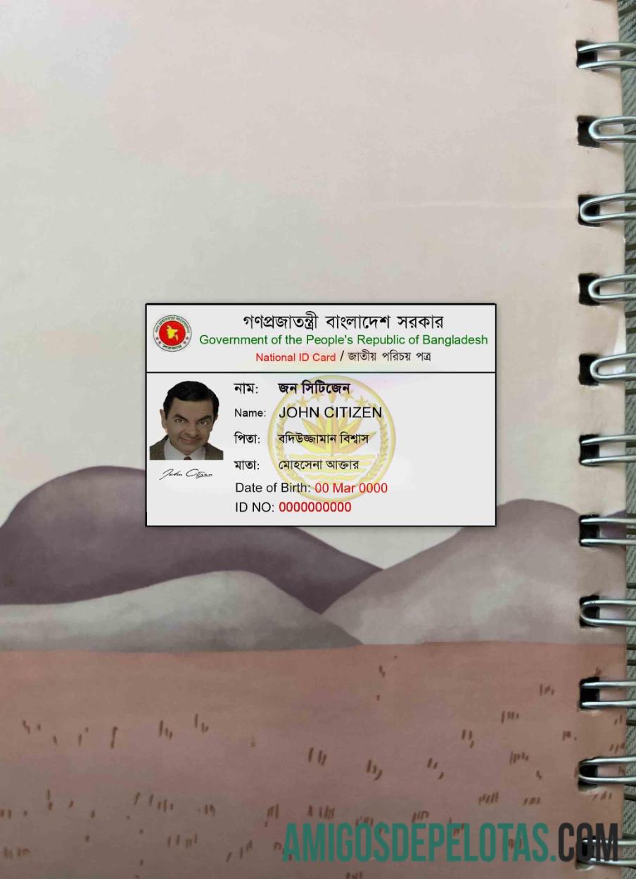 Bangladesh National ID olhar de foto frente modelo
